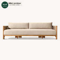 Ensemble de jardin d'hôtel, mobilier d'extérieur en teck moderne, canapé de patio imperméable, ensemble de canapé de jardin de luxe, meubles d'extérieur de luxe