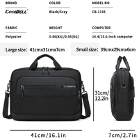 Sac pour ordinateur portable CoolBELL personnalisé avec logo, en polyester écologique, 14/15 pouces, sac à bandoulière professionnel, sac à main portable pour le travail, mallette pour homme