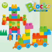 Ensemble de blocs de Construction, jouets de bricolage, 90 pièces, blocs de Construction en particules multicolores pour enfants garçons filles