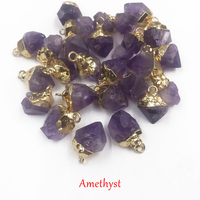 Collier Boucles d'Oreilles en Pierre Naturelle Irrégulière, Bijoux Pendentif Brut, Gemme Cristalline Brute, Pendentif Breloque Pierre de Naissance en Gros