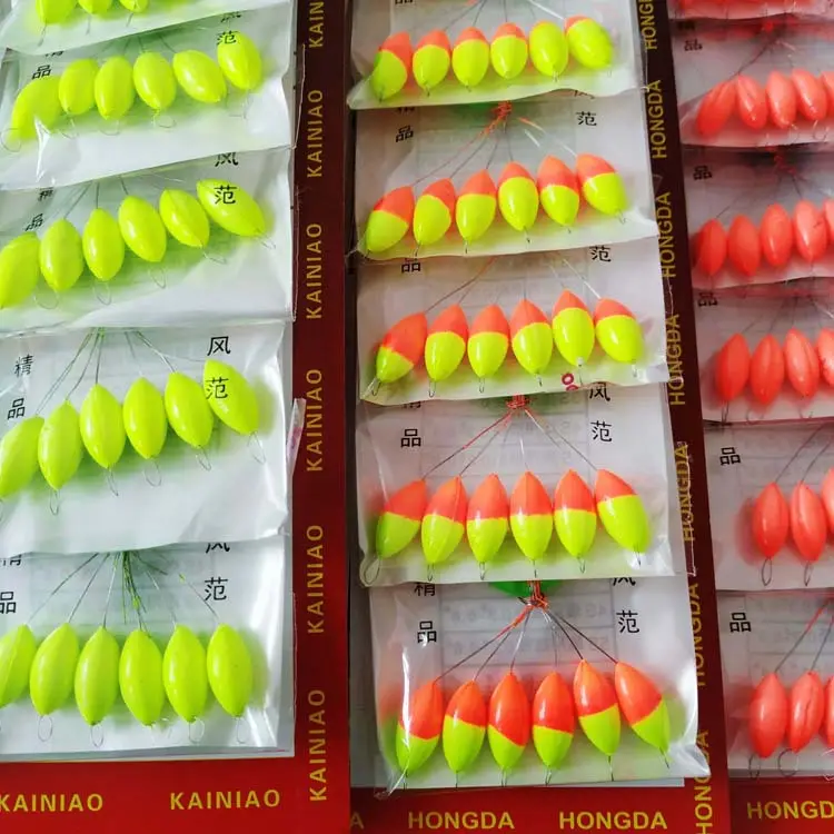 Topes flotantes de pesca de poliestireno de doble Color, set de 40 bolsas/lote