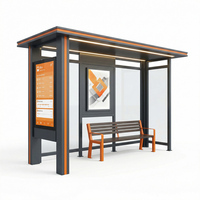 Parada de Autobús Inteligente Rectangular para Exteriores con Energía Solar, Pantalla LCD Publicitaria a Todo Color (3000 Lúmenes) y Banco