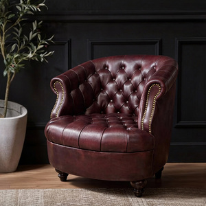 <span class=keywords><strong>Fauteuil</strong></span> <span class=keywords><strong>club</strong></span> capitonné <span class=keywords><strong>marron</strong></span> vintage de luxe, finition artisanale en cuir véritable, pour salon, hôtel ou chambre d'hôtes VIP - Product Image 2