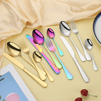 Ensemble de couverts en acier inoxydable finition miroir, couteau, fourchette, cuillère, cuillère à café pour la maison, la cuisine et les restaurants
