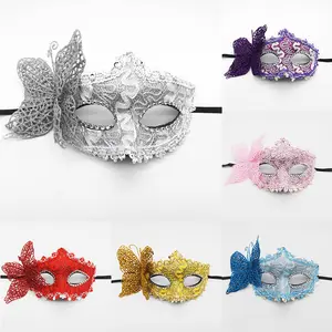 Halloween party mask masquerade princess half face lace with butterfly children adult blindfold
