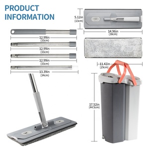 Ensemble de serpillière plate à eau propre et sale séparée, très vendu, <span class=keywords><strong>avec</strong></span> lame de racloir, <span class=keywords><strong>seau</strong></span> détachable, serpillière mains libres pour le nettoyage de la maison - Product Image 5