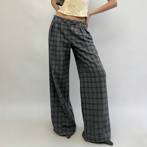 Pantalones de vestir de pierna ancha y corte holgado informales para mujer – Pantalones cómodos en color a cuadros o liso - Product Image 4