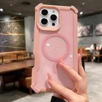 Coque de téléphone magnétique sans fil Glitter Armor pour iPhone 17 Air 16 Pro Max 15 14 Plus 12 11 13, protection antichoc
