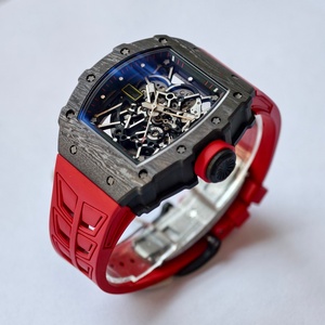 Umi Maker's Super Quality Mechanical Watch 44.5mm RMAL1 Movement RM035-02 NTPT Carbon Skeleton RM Watch <b>Red</b> Rubber Strap - Product Image 2