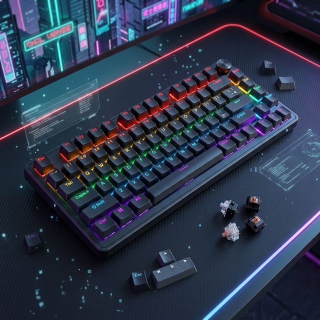 82keys Keyline Separation Mechanical Gaming Keyboard RGB Backlit Hot-Swap Switches USB Interface Custom Layout Laser-Curved