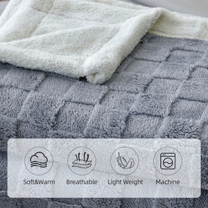Blue <b>Plush</b> Throw <b>Blanket</b> 200x230cm Textured Faux Fur Sofa Bed Cover, Soft Warm Couch Throw for Living Room, 3 Sizes Poland Stock - Product Image 4