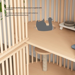 Cage intérieure personnalisée pour animaux de compagnie villa pour chat maison à deux étages niche pour chat extra large en bois massif cage <span class=keywords><strong>d</strong></span>'élevage arbre à chat - Product Image 4