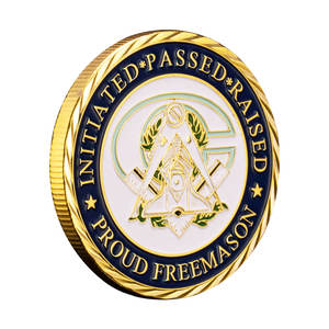 免费梅森收藏纪念品镀金硬币骄傲共济会所有眼睛图案纪念币 - Product Image 6