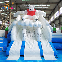Piscine gonflable sur le thème du monde des glaces Winsun personnalisable, toboggan aquatique, matériau PVC, certifié CE, imperméable, ignifuge