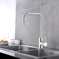 Robinet de cuisine chaud et froid à poignée unique SUS304 Robinet d'évier à rotation de 360 degrés Robinet de lavabo à noyau en céramique à trou unique