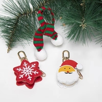 Mini porte-monnaie de Noël en cuir PU avec porte-clés, motif Père Noël, flocon de neige, maison, fermeture éclair, sac de rangement pour écouteurs, pendentif de fête