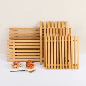 Bamboo Storage Rack Rectangle Multifunctional <b>Kitchen</b> Bread Cake Tray For Party Food Display - Product Image 4