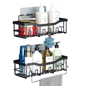 XQ-Moderno Portaoggetti per Doccia in Acciaio Nero a Singolo Ripiano, Organizzatore Autoadesivo per <span class=keywords><strong>Bagno</strong></span>, Durevole e <span class=keywords><strong>Salvaspazio</strong></span>, Senza Foratura - Product Image 4
