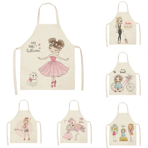 Moda linda chica Rosa algodón Lino sin mangas cocina personalizada a prueba <span class=keywords><strong>de</strong></span> agua cocina casera hornear cintura babero accesorios <span class=keywords><strong>delantal</strong></span> <span class=keywords><strong>de</strong></span> niña - Product Image 1