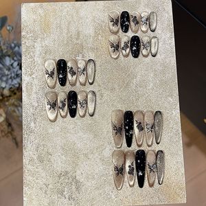 <span class=keywords><strong>Uñas</strong></span> Postizas Francesas <span class=keywords><strong>con</strong></span> Brillo, Diseño de Almendras, Rosas <span class=keywords><strong>Negras</strong></span> y Mariposas, Decoradas a Mano <span class=keywords><strong>con</strong></span> Pedrería, Elegantes, Reutilizables, <span class=keywords><strong>Acrílicas</strong></span>, Largas, <span class=keywords><strong>con</strong></span> Pegamento - Product Image 1