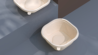 Contenant de restauration moderne pour l'extérieur, 540 ml, en amidon de maïs bio, avec couvercle en PP, biodégradable, jetable, anti-déversement, robuste, pour la cuisine