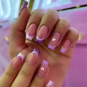 Naixi 2023 Nouveau design Échantillons gratuits Ongles à presser Ballerine en acrylique Ongles 3D avec pierres personnalisées Forme cercueil moyenne French 24 pièces/boîte - Product Image 2