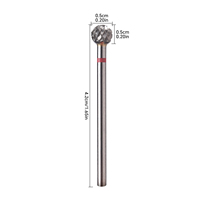 Foret à ongles en carbure de tungstène de haute qualité KADS E050, forme sphérique 5 mm, coupe croisée, pour nettoyer les cuticules, pédicure, manucure, outil de polissage des ongles