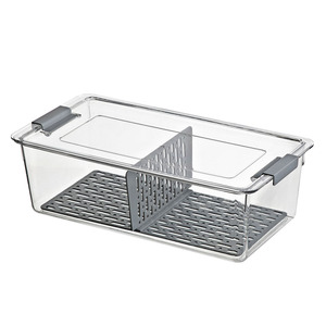 2 ngăn nhựa lưu trữ hộp thực phẩm rửa cống hộp rau tủ lạnh trong suốt lưu trữ <span class=keywords><strong>container</strong></span> cho nhà bếp - Product Image 1