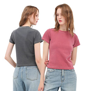 Crew Neck Vintage Tee New Women's Distressed Bleached Wash - Product Image 3