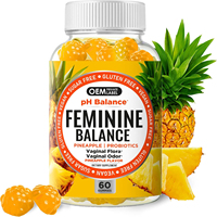 Gummies Probiotiques Équilibre Féminin OEM – Supplément en Poudre Canneberge Ananas pour la Santé Vaginale et l'Équilibre du pH Féminin – Qualité Alimentaire Adulte
