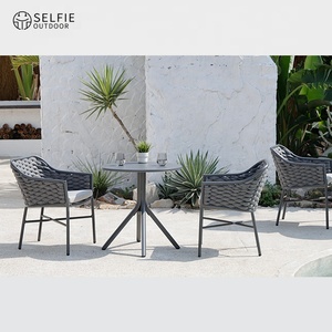 Ensemble de salle à manger d'extérieur moderne table ronde pliante en rotin et chaises pour chambre école parc et cuisine pour restaurant - Product Image 3