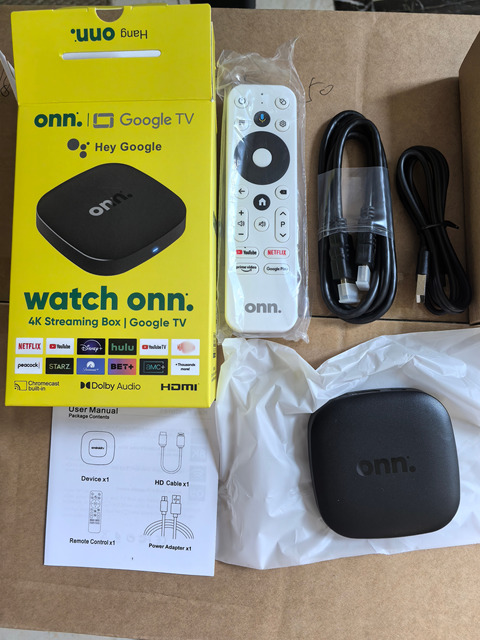 OEM ONN Android 14 4K Quad Core Smart TV Box Dual-Band WiFi 2GB RAM Voice Remote Streaming Media Player