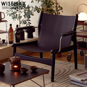 WISEMAX <span class=keywords><strong>เก้าอี้</strong></span>หนัง<span class=keywords><strong>อานม้า</strong></span>ดีไซน์เนอร์ย้อนยุคสําหรับห้องนั่งเล่น <span class=keywords><strong>เก้าอี้</strong></span>แขนห้องนั่งเล่นที่ทันสมัย <span class=keywords><strong>เก้าอี้</strong></span>ล็อบบี้เดี่ยว - Product Image 3