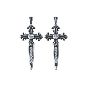 Cross Sword Pendant Necklace Stainless Steel Pave Setting Geometric Design Unisex Fashion Jewelry Gift - Product Image 2