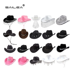 Groothandel Nieuwe Party Bruid Vilt Western <span class=keywords><strong>Cowboy</strong></span> Hoed Muziek Jazz Hoed Vier Seizoenen Licht Luxe Stijl Zonbescherming Polyester voor - Product Image 2