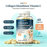 Capsules de collagène LuvVita avec glutathion et vitamines, collagène de poisson, acide hyaluronique, soutien éclaircissant, antioxydant, complément beauté