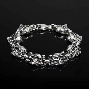 Pulsera de calavera gruesa para hombre, brazalete de Color hecho a mano, PUNK, gótico, delicado, regalo para novio - Product Image 1