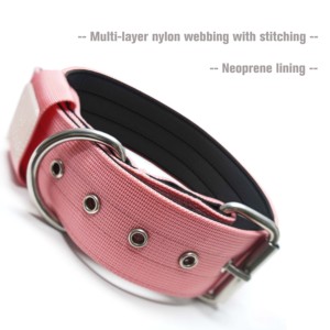 Collier pour chien rose robuste avec doublure rembourrée douce, boucle à ardillon pour chiens de taille moyenne et grande, nylon durable et quincaillerie métallique - Product Image 2