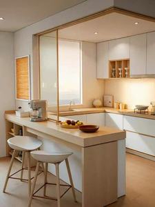 Cocina de estilo de madera personalizada para toda la casa con gabinetes integrados, Mostrador de Isla y mesa de comedor. Todo hecho de madera maciza - Product Image 4