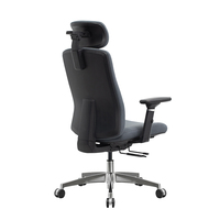 Chaise de bureau exécutive pivotante ergonomique confortable en tissu bleu 5D à 360 degrés avec accoudoirs et base en aluminium, certifiée BIFMA, colorée