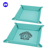 Plateau pliable en cuir PU personnalisé de luxe multicolore 6x6 pouces et 9x9 pouces, avec des attaches en argent pour une utilisation en salle de bain