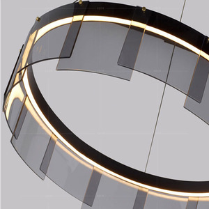 Nordic Style Cross-Border LED Chandelier for Living <b>Dining</b> Room Minimalist Geometric Bedroom <b>Light</b> Curved Glass Ring for Villas - Product Image 4