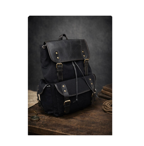 Mochilas de Lona y Cuero Premium Hechas a Mano, Mochilas de Moda para Portátil, Viajes, Escuela, Oficina y Estilo de Vida Casual - Product Image 5