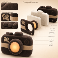 Peluche XDT AI super douce en coton PP, lampe de nuit caméra, rechargeable par USB, cadeau pour enfant