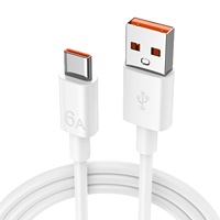 Kabel Data Pengisian Cepat USB-A ke C 6A dengan Bahan TPE untuk Ponsel, Kamera & Earphone