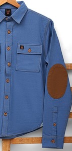 Chemise-veste en jean bleu tendance pour homme, style streetwear, avec poches poitrine et coudières, coupe droite, hiver - Product Image 2