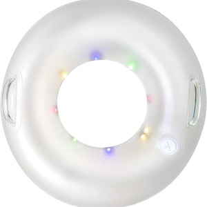 Bouée de piscine gonflable LED pour adulte, bouée de natation LED 105 cm, grand radeau gonflable pour l'été et la plage - Product Image 1