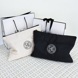 2026Factory Custom Logo Light Weight Down Cotton Nylon Soft Puffer Puffy Travel <strong>Makeup</strong> Pouch Fluffy <strong>Quilted</strong> Cosmetic <strong>Bag</strong> - Product Image 3