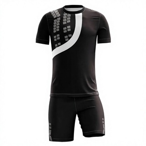 Ensemble de maillot de sport noir pour homme LONG MISSION INDUSTRY, motif quadrillé à rayures blanches, impression par sublimation, respirant, 100% uniforme - Product Image 2