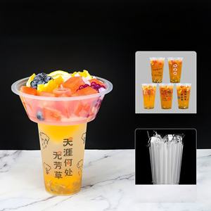 แก้วพลาสติกใสแบบใช้แล้วทิ้ง PP เกรดอาหาร ผนังเดี่ยว แข็งแรง พร้อมฝาปิด สำหรับชาไข่มุก น้ำผลไม้ ขนม และเครื่องดื่มร้อน - Product Image 5